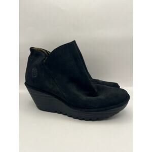Fly London Yip Model Black Suede Booties Size 40 Women Size 9 - 9.5
